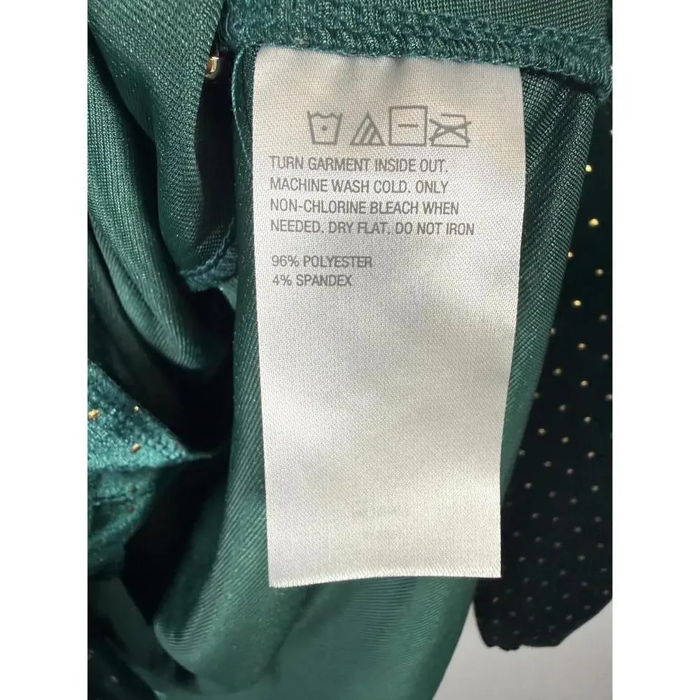 Colleen Lopez Green Velvet Studded Belted Peplum Blouse Size Medium - Picture 6 of 6